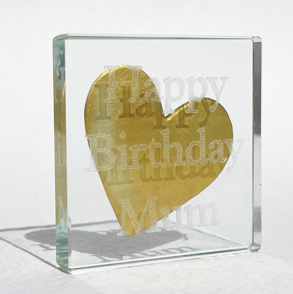 One-Off Mini Token Happy Birthday Mum Gold Heart